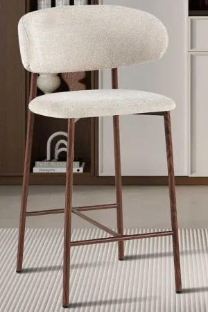 Acheter Direct Chaise comptoir Coco - 51x50x92cm - métal/tissu beige