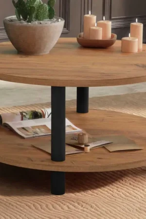 Pas Cher Roby Table basse | 100 % MÉLAMINÉ | Noir, pin atlantique