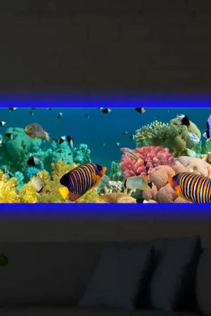 Marque Shining Tableau décoratif sur toile avec éclairage LED | Cadre en bois | 30 x 90 cm