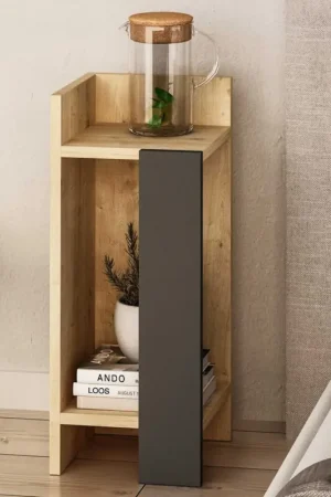 Prix Promo Elos Left Table de chevet | 100 % MÉLAMINE | Chêne, Anthracite