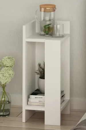 Elos Left Table de chevet | 100 % MÉLAMINE | Blanc Promotion Saisonnière