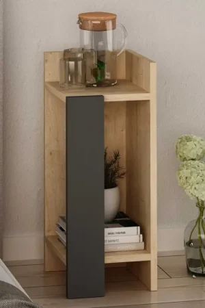 Offre Du Jour Elos Right Table de chevet | 100 % MÉLAMINE | Chêne, Anthracite
