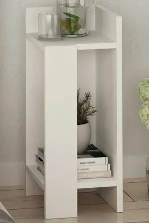 Elos Right Table de chevet | 100 % MÉLAMINE | Blanc Authentique