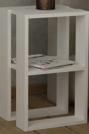 Lonie Table de chevet | 100 % MÉLAMINE | Blanc Meilleur Choix