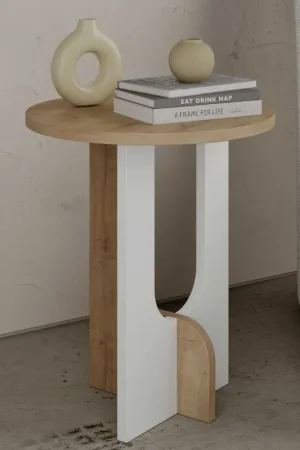 Achat Immédiat Stylish Woody Fashion Side Table | Epaisseur 18mm | 40x47x40 cm | Capacité 15 kg | Chêne blanc