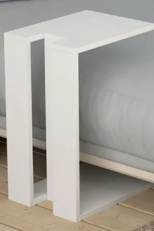 Muju Table d'appoint | 100 % MÉLAMINE | Blanc Affaire À Saisir