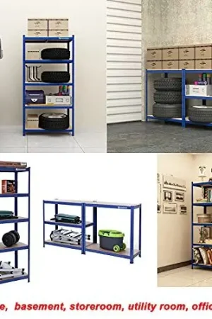 Rayonnage en acier à 5 niveaux, assemblage sans outil, rangement dans un garage, capacité de charge. 650 kg, 30x75x150 cm Bon Plan