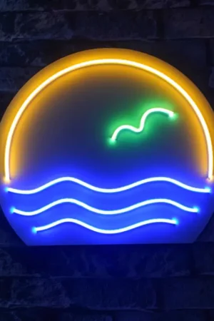 Achat Immédiat Neon Graph Éclairage LED décoratif en plastique | Bleu, vert et jaune | Ø 45 cm