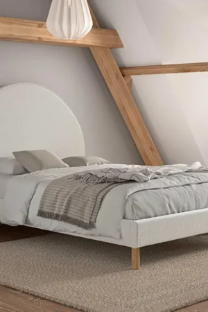 Acheter Direct Lit rembourré Maeva 140x200cm - tissu bouclé blanc