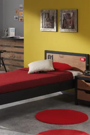 Offre Spéciale Lit 90x200 cm+table de chevet Alex-bois de pin massif