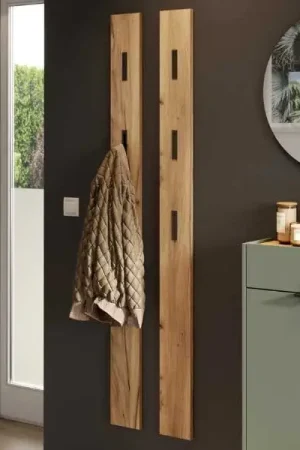 Solde Porte-manteau mural Amika 3 crochets - décor chêne