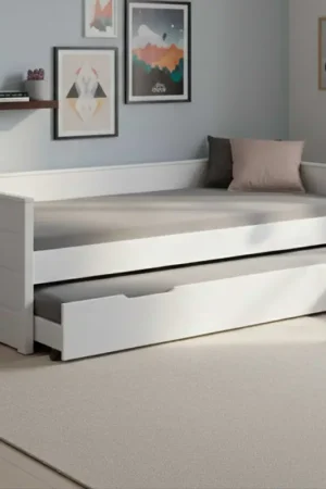 Lit gigogne Dream The Future | 208,4 x 60 x 98,2 | 100% mélaminé | Couleur : Blanc Haute Qualité