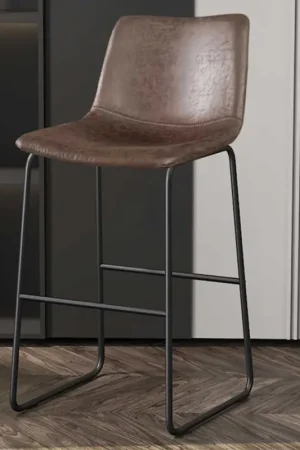 Tabouret de bar Mancia PU brun foncé - Métal et tapisserie vintage Satisfait Ou Remboursé
