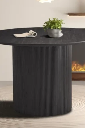 Table ronde Lagos: 120x120 cm brun foncé, Structure MDF Promotion