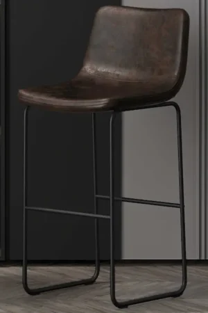 Prix Réduit Tabouret de bar Mancia en PU marron foncé - Tapis vintage en PU - 99x48x56 cm