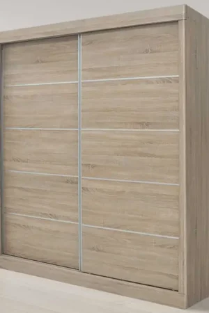 Achat Immédiat Armoire à portes coulissantes 'Mike' - Finition Sonoma | H197.5 x L182.5 x P52.5 cm