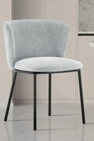 Chaise Arthur en tissu gris clair | pieds en métal | 76x52x54cm Populaire