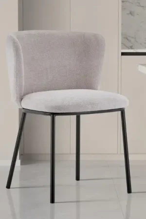 Chaise Arthur en tissu beige | pieds en métal | 76x52x54cm Vente Flash