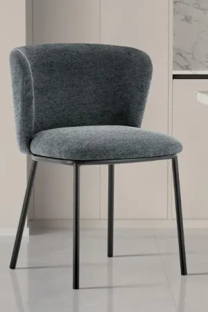 Chaise Arthur en tissu gris foncé | pieds en métal | 76x52x54cm Authentique