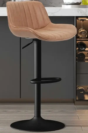 Fenna' Tabouret de bar en PU cognac | Pieds en métal | 84-105 x 48 x 49.5cm Remise