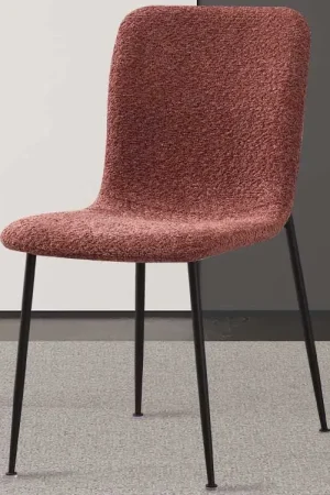 Chaise Alice Bouclé Rose | Pieds en métal | H81.5xL42xP57cm Achetez Aujourd'hui