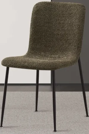 Chaise Alice Bouclé Vert | Pieds Métal | H81.5xB42xD57cm Promotion
