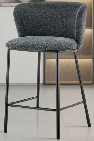 Affaire À Saisir Tabouret de bar en tissu gris foncé Arthur | Pieds en métal | 88.5x53x50.5cm