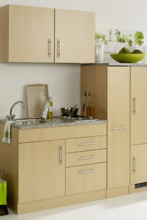 Ensemble de cuisine Toronto | Meuble haut, évier, plaque de cuisson, plusieurs meubles de rangement et tiroirs | Marron Bon Marché