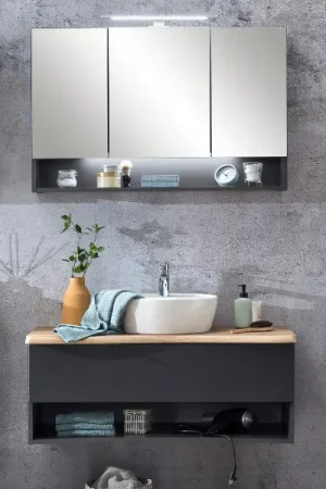 Affaire À Saisir Ensemble de salle de bain Kaprun | Meuble lavabo, armoire de toilette | Gris graphite