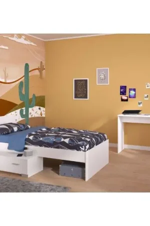 Ensemble de chambre d'enfant Galaxy | Lit simple, bureau | Blanc Bon Plan