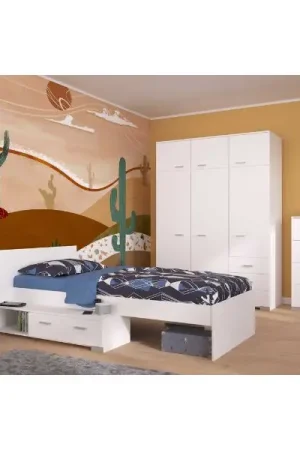 Meilleure Vente Ensemble de chambre d'enfant Galaxy | Lit simple, commode, armoire, table de chevet | Blanc