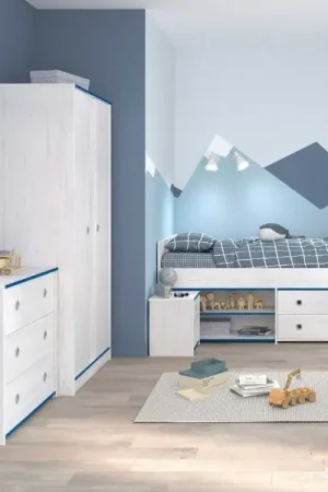 Ensemble de chambre d'enfant Smoozy | Lit bébé, armoire, commode et table de chevet | Blanc Bon Marché