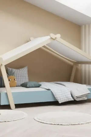 Cot Lodge | 223,2 x 105,5 x 129,7 cm | Bleu-Blanc Meilleur Prix