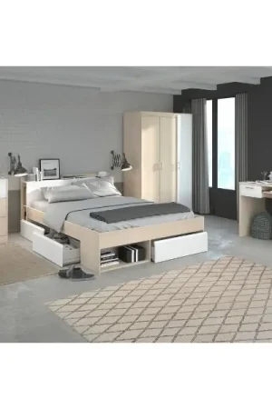 Ensemble de chambre Most | Lit double avec espace de rangement, armoire, bureau, commode Super Prix