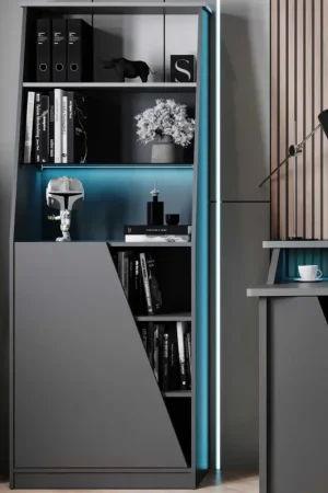 Bibliothèque Venom | 71,7 x 34,3 x 184,5 cm | Noir Certifié
