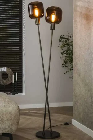 Commander Maintenant Lampadaire Bronza - 46x30x167cm - 2 lampes - verre - bronze