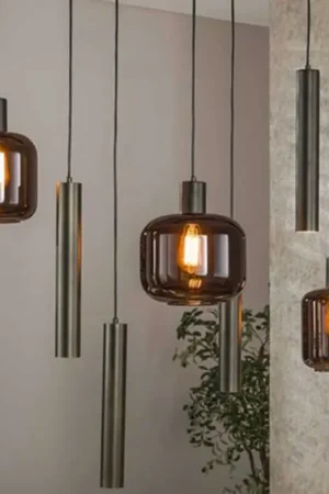 Offre Du Jour Lampe pendante Bronza - 105x35x150cm - 7 lampes - verre & métal - bronze