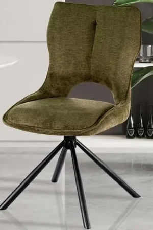 Vente Flash Chaise de salle à manger Morris - 48x59.5x90cm - pivotant - tissu vert