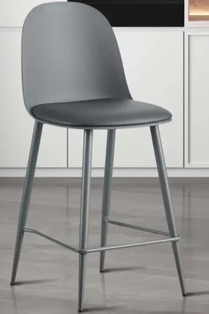 Acheter En Ligne Chaise de bar Jasmin - 44x51x100cm - avec coussin - gris