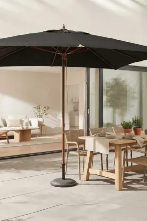 Parasol Joplin 300x400cm teck noir - toîle oléfine Top Vente