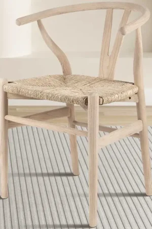 Super Prix Chaise de salle à manger Bart - 55x52.5x77.5cm - bois d'orme massif/jonc de mer