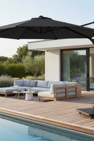 Parasol Houston Carré 300x300 cm Gris Foncé Aluminium Prix Réduit