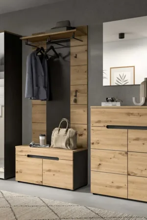 Armoire d'entrée Canu Xonox - Artisan - 255x190x37 cm - Chêne Expédition Rapide