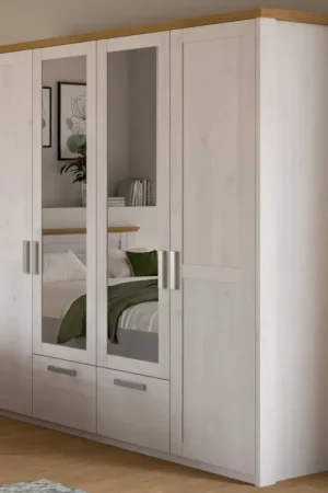 Armoire 4 portes Verona Xonox - Sibiu Larch blanc - 188x200x61 cm Acheter En Ligne