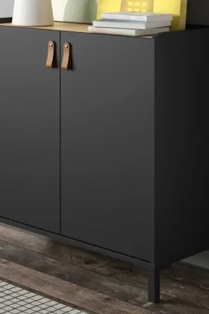 Armoire d'appoint Arnhem 2 portes - noir/châtaigne Dernière Chance