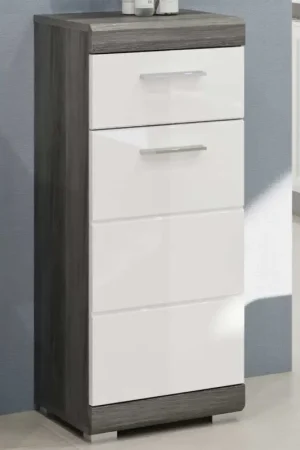 Armoire debout Scout Xonox - finition Smoke Silver & blanc brillant - 37x88x31 cm Vente Flash