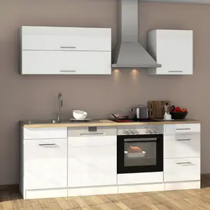 Kitchenette Ragnar 220cm avec four et lave-vaisselle - blanc brillant Commander Vite