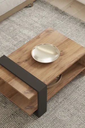 Achat Immédiat Ova Table basse | 100 % MÉLAMINÉ | Chêne, Anthracite