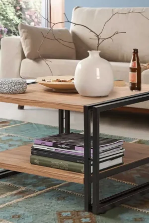 Achat Immédiat Cosmo Table basse | 100 % MÉLAMINÉ | Pin Atlantique, noir