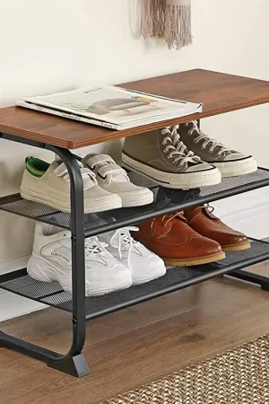 Offre Exclusive Etagère à chaussures Elliot 2 tablettes - brun/noir